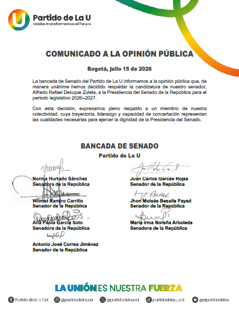 COMUNICADO A LA OPINIÓN PÚBLICA Bogotá, julio 15 de 2026